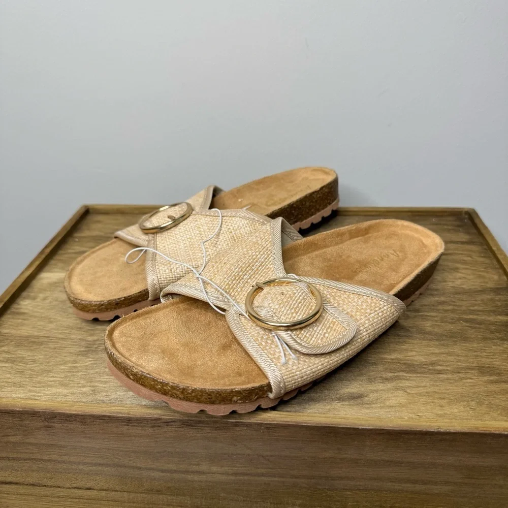 Stylish Cream Slide Sandals - Picture 1 of 8